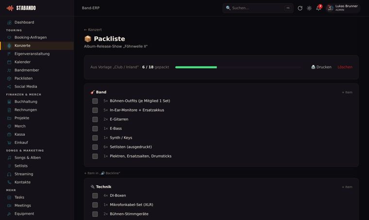 Vorschau Packliste