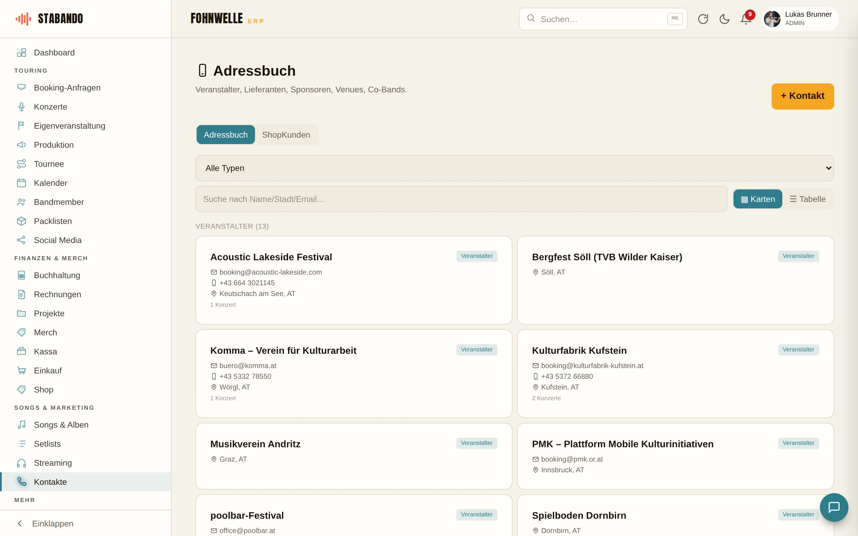 Adressbuch mit Reiter ShopKunden aus dem Onlineshop